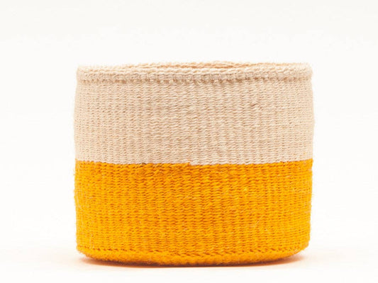 RUKIA: Orange Colour Block Woven Basket: Orange / M / Colour Block