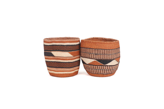 KADI: Geometric natural and black Baskets | Natural planter | Storage basket | Plant pot cover: Stripes & checks