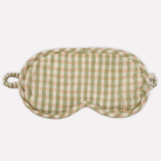 Organic cotton eye mask | Gingham | Pistachio