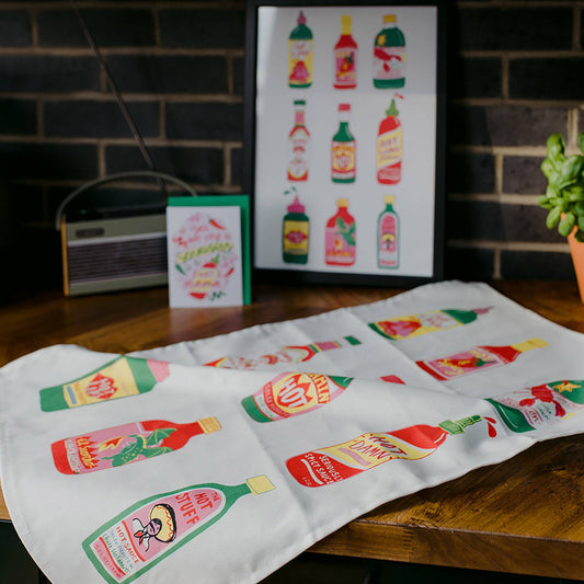 Hot Sauce organic cotton tea towel